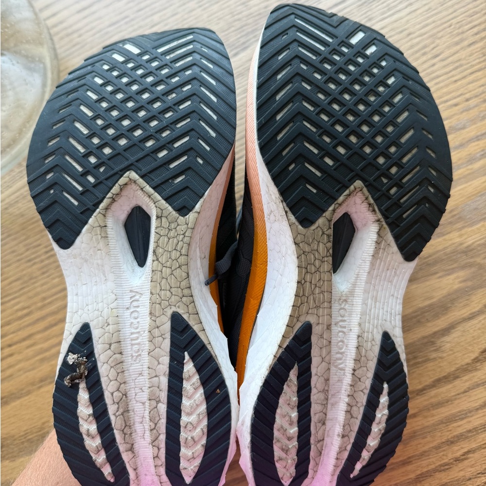 Saucony Endorphin Speed 3 Charcoal and Tangerine Athletic Sneakers - Picture 9 of 10